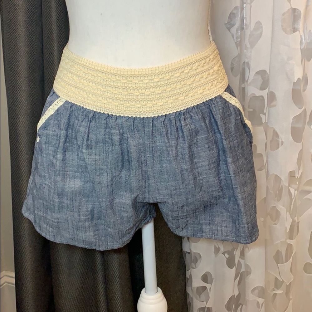 EUC Turquoise Haven Lace Trim Shortie Shorts